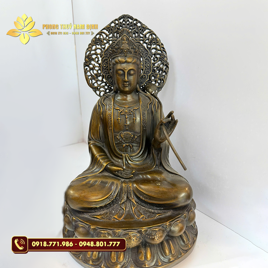 Bộ Tam Thế Phật bằng đồng với dáng ngồi thiền trang nghiêm