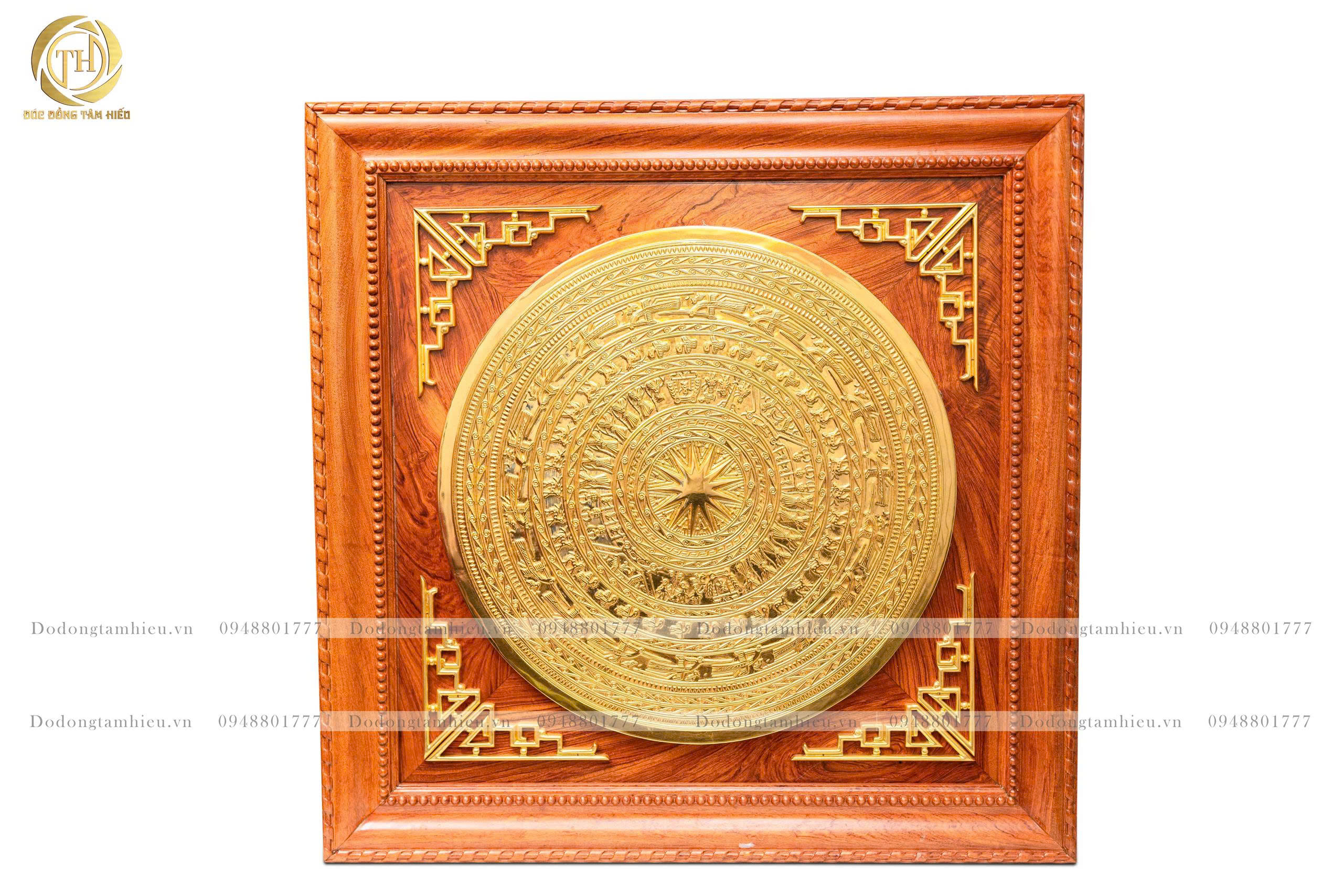 MẶT TRỐNG ĐỒNG ĐÔNG SƠN ĐƯỜNG KÍNH 60CM DÁT VÀNG 9999