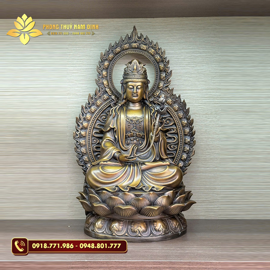 Bộ Tam Thế Phật hào quang bằng đồng Cao 41cm - Ảnh 4