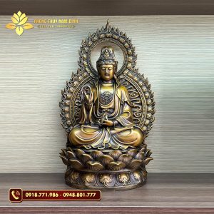 Bộ Tam Thế Phật hào quang bằng đồng
