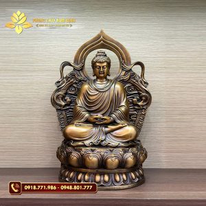 Bộ Tam Thế Phật hào quang bằng đồng