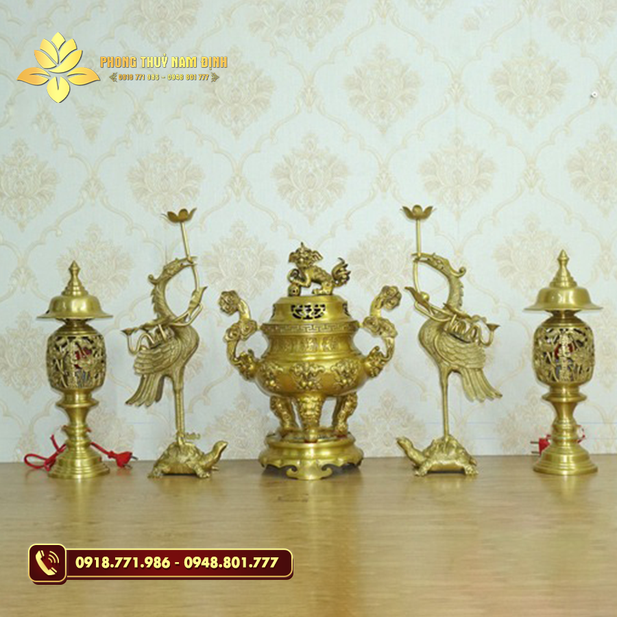 Bộ đồ thờ bằng đồng 5 món